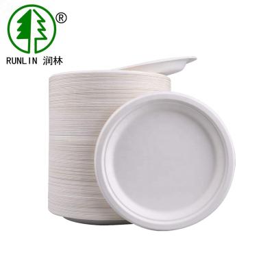 China 10 Inch Disposable Round Party Bases Tough Compostable Sugarcane Fiber Square Dish Plates for sale