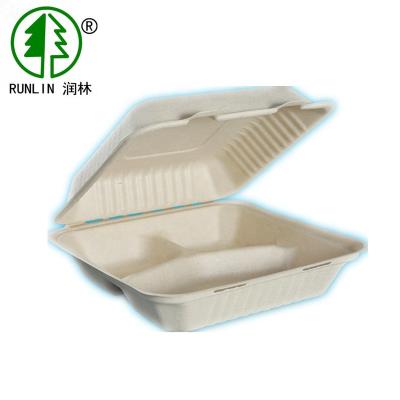 China Disposable biodegradable disposable 3 compartments take out the bowl for sale