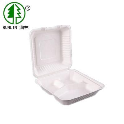 China Eco - Friendly Disposable Sugar Cane Fiber Microwave Disposable Lunch Boxes for sale