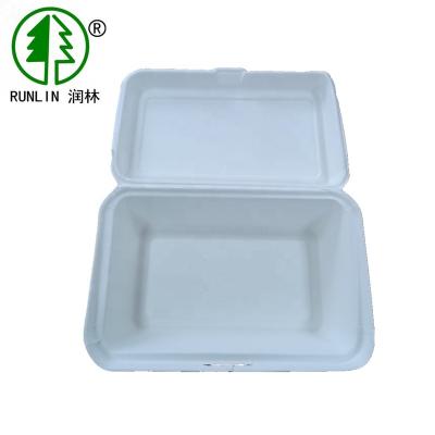 China 10inch X 6.5inch Lunch Box Bagasse Pulp Clamshell Disposable Take Out Boxes for sale