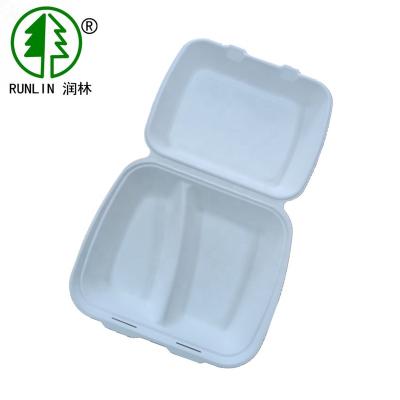 China Disposable 9inch X 7inch 2 Compartments Clamshell Box for sale