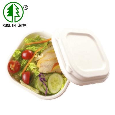 China Disposable Biodegradable Paper Pulp Molded Bagasse Food Containers With Lid for sale