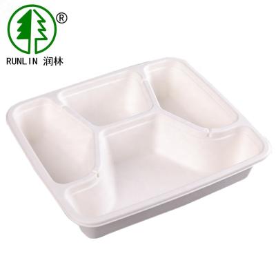 China 5 Compartments Eco - Friendly Disposable Divided Take Out Lunch Trays for sale