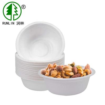 China 100 Packs 350ml Disposable Bagasse Paper Disposable Strong Salad Bowl for sale