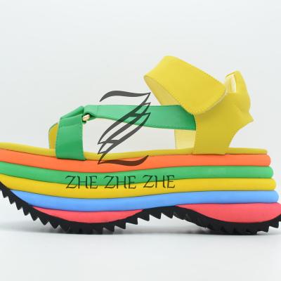 China 2022 Trend Fashion Jelly Hot Rainbow Unique Women's Casual Shoes Sandals Slippers for sale