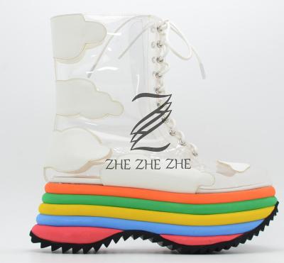 China High Quality Promotional Breathable Clear Colorful Women's Rainbow Short Booties Platform for sale