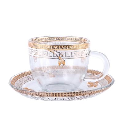 China Sustainable Wholesale Cheap Glass Tea Cup And Saucer Sets / Small Glass Cup for sale