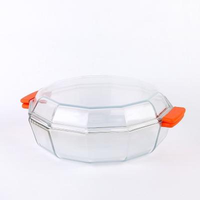 China Sustainable new design glass casserole/food warmer casseroles with silicone/colorful glass dinnerware sets for sale