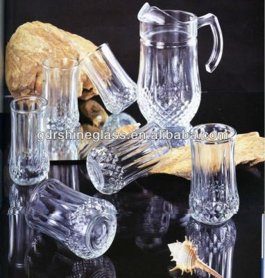 China Diamond Design 7pcs Drinking Water Set Eco-friendly Glass Jug And Cup Set / Glass Pitcher Set for sale