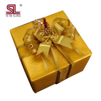 China Eco - Friendly Luxury Gold Metallic Ribbon Pre Made Bow Tie Chocolate Packaging Box Decorations for sale