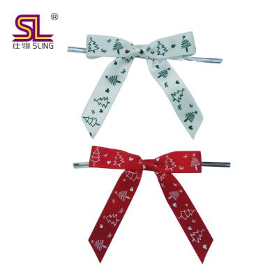 China Luster Factory Handmade 100% Polyester Ribbon Bow with Twist Tie for Christmas Gift Wrapping for sale