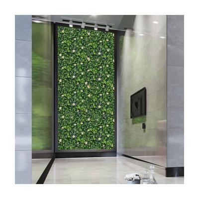 China P114-2 Indoor Outdoor Wholesale Plastic Decoration Greenery Sheet With White Flower Hedge Privacy Backdrop Artificial Grass Wall Panel for sale