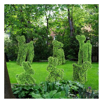 China DW1-3 Indoor Outdoor Handmade Plastic Animal Topiary Decoration Plants Deerlet Shaped Artificial Grass Animals for sale