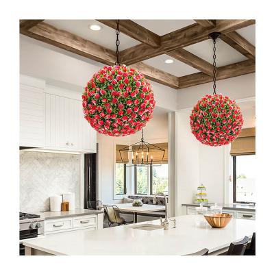 China Indoor Outdoor Hot Sale Decoration Q15 Artificial Grass Rose Ball Faked Topiary Boxwood Plastic Flower Ball For Wedding Party Decor for sale