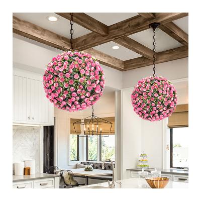 China Indoor Outdoor Decoration Q8B Garden Supplies Faux Plant Ball Rose Pink Flowers Ball Centerpieces Artificial White For Wedding Party Decor for sale