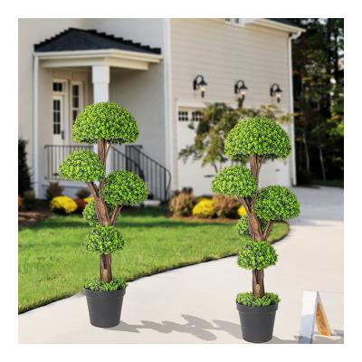 China Greenery Trunk Boxwood Garden Decoration 25 Topiary Artificial Tree Indoor Outdoor Plastic Vertical Topiary Synthetic Bonsai Grass for sale