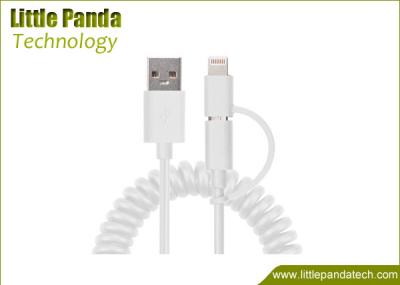 China Factory Price USB Data Cable 2in1 USB Male to Micro USB Spiral Cable for iPhone and Andriod for sale