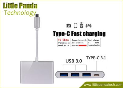 China Premium 4 Ports Aluminum USB Hub Type C USB 3.1 Hub Adapter for Phone and Macbook for sale