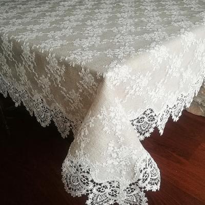 China China Square Embroidery Lace Border Double Layer Waterproof Tablecloth for sale