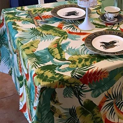 China Modern Green Leaf Series Printing Waterproof Rectangular Table Cloth Printed for sale