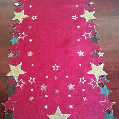 China Modern Design Christmas Snowflake Rectangle Tablecloth Cotton Linen for sale