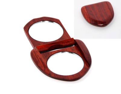 China Rosewood heart shape double sides foldable mirror for sale