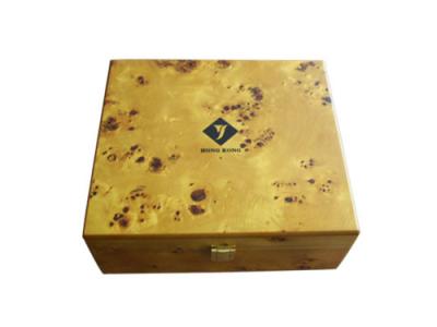 China MDF with wood veneer glossy UV painting Gold coin wood box for sale