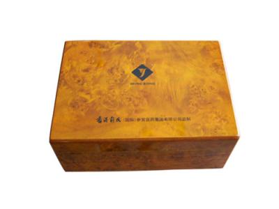 China MDF with wood veneer glossy UV painting Gold coin wood box for sale