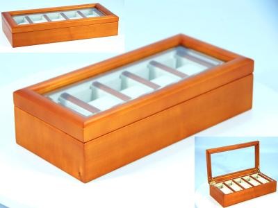 China Solid maple orange painting Wood watch box for 5 watches for sale