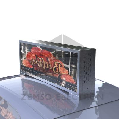 China Outdoor High Resolution Taxi Display Screen Taxi Top LED/LCD Show Double Side Vehicle Top Advertising Display for sale