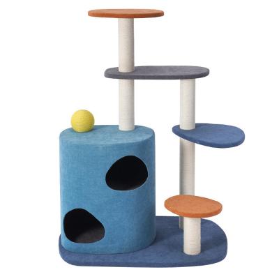 China Sustainable Manji Custom Wholesale Supplier Modern Luxury Climbing Exercise Training Shelf Animal Scratcher Post Wall Cat Tree for sale