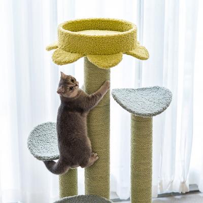 China Sustainable Manji Factory Custom Modern Luxury Playing Climbing Exercise Training Shelf Animal Scratching Trees for Cats for sale