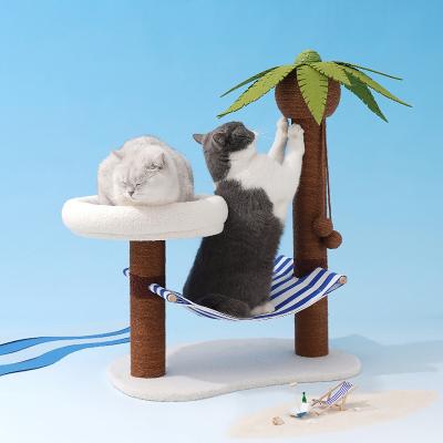 China Sustainable Manji Customized Floor Exercise Training Felt Animal Scratch Flower Post Luxury Floral Cat Tree Buy for sale