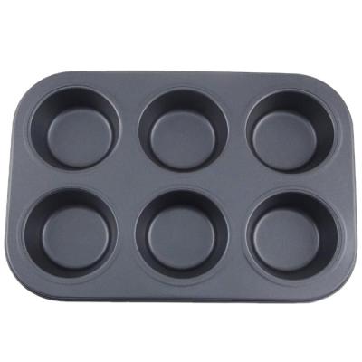 China ZYJ DK174311 Disposable Nonstick Carbon Steel 6 Holes Bake Pan Tart Mold Cupcake Baking Roll Bread Pan for sale