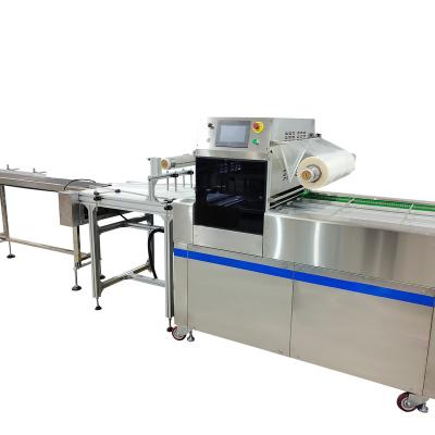 China Full Automatic Continuous Plastic Food Tray Sealing Machine For Food Container Packing for sale