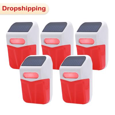 China Dropshipping Shopify Daytech SL08 IP55 USB Alarm Sound Strobe Light Siren Alarm Sound Charging Solar Motion Sensor with Remote Control for sale