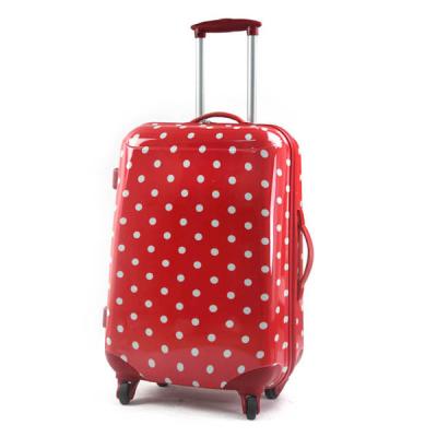 China Lightweight Rolling Luggage Travel Case Red PC 4 Wheels Suitcase for sale