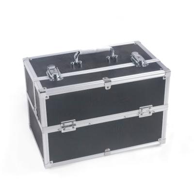 China Black Makeup Storage Box / Women Aluminum Beauty Case Vanity Cosmetic Organizer for sale