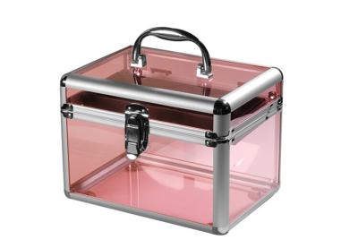 China Household Lady Plastic Cosmetic Box Makeup Organizer Vanity Pink Storage Boxes for sale