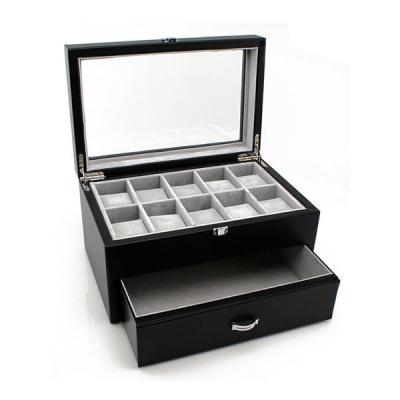 China Leather Watches Display Case / Black Pu Watch Organizer Box Velvet Inside for sale