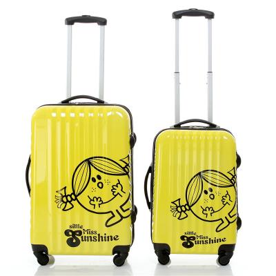 China Lightweight Rolling 4 Wheeled Luggage Adorable Printing Yellow Traveling Suitcase  for sale