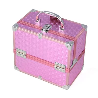 China Custom Aluminum Cases Vanity Makeup Organizer / Pink ABS Aluminum Carrying Cases for sale