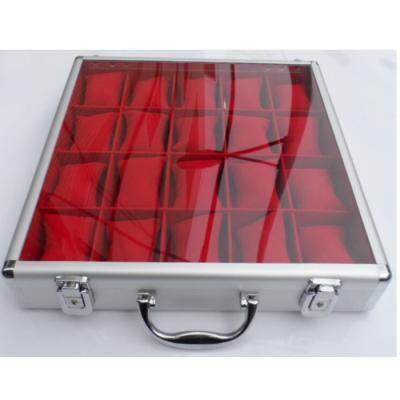 China Alumimun Watch Boxes Cases 20 Grids Display Storage Box Acrylic Top Lid for sale