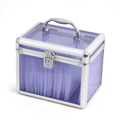 China Purple Acrylic Transparent Box Beauty CD Vanity Case Portable Tool Storage  for sale