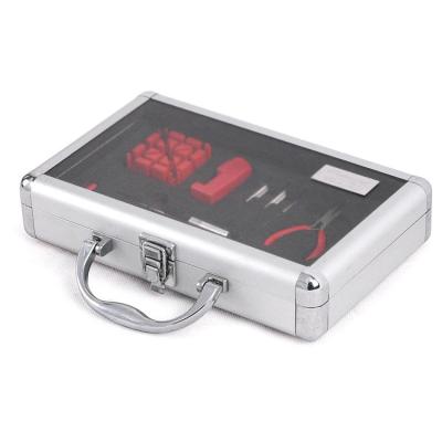 China Silver Acrylic Aluminum Tool Box Hard Travel Cases With Metal Lock for sale