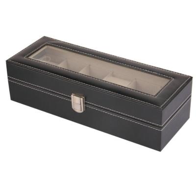 China PU 6 Watches Concise Watch Boxes Cases Medium Custom One Lock for sale