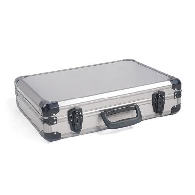 China Grey Tool Box Aluminum Hard Vanity Makeup Organizer Carrying Tool Case for sale