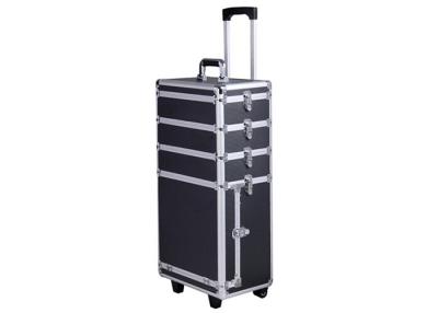 China Custom Fashion Trolley Makeup Box ABS Portable Beauty Case With 2 Wheels for sale