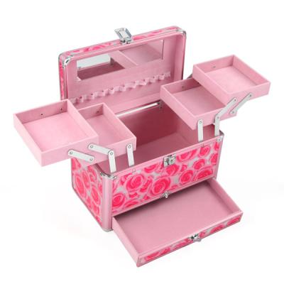 China Exquisite Pink Aluminum Cosmetic Case Fashionable with Mirror for sale