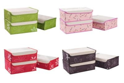 China Green Stockings Foldable Storage Box , Pink Decorative Storage Boxes 33x24x12cm for sale